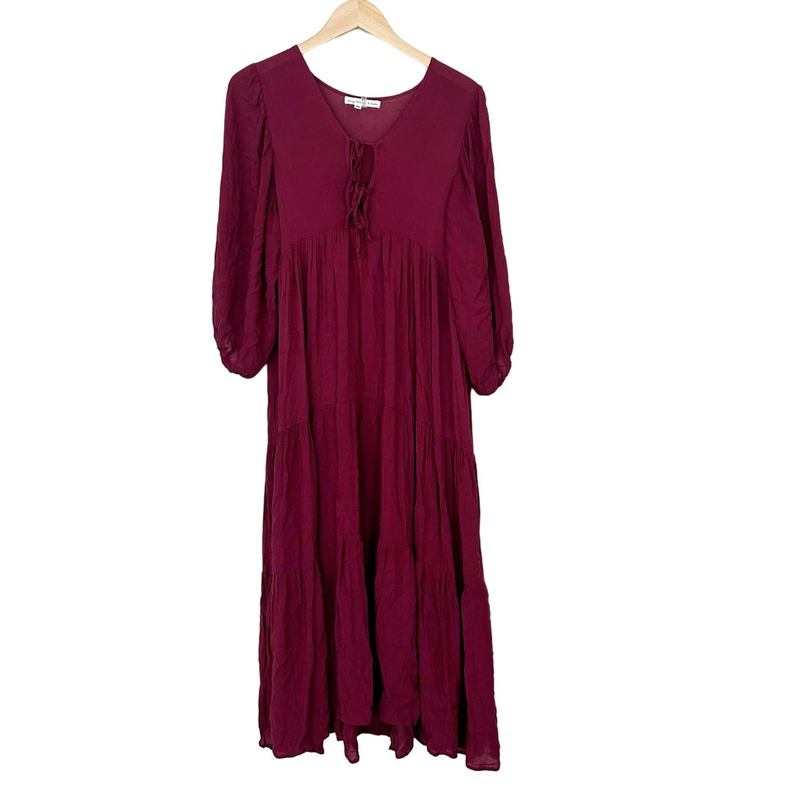 Young Fabulous & Broke Young Fabulous & Broke Red Boho Tiered Midi Dress Sz XS Size XS / US 0-2 / IT 36-38 - 1 Thumbnail