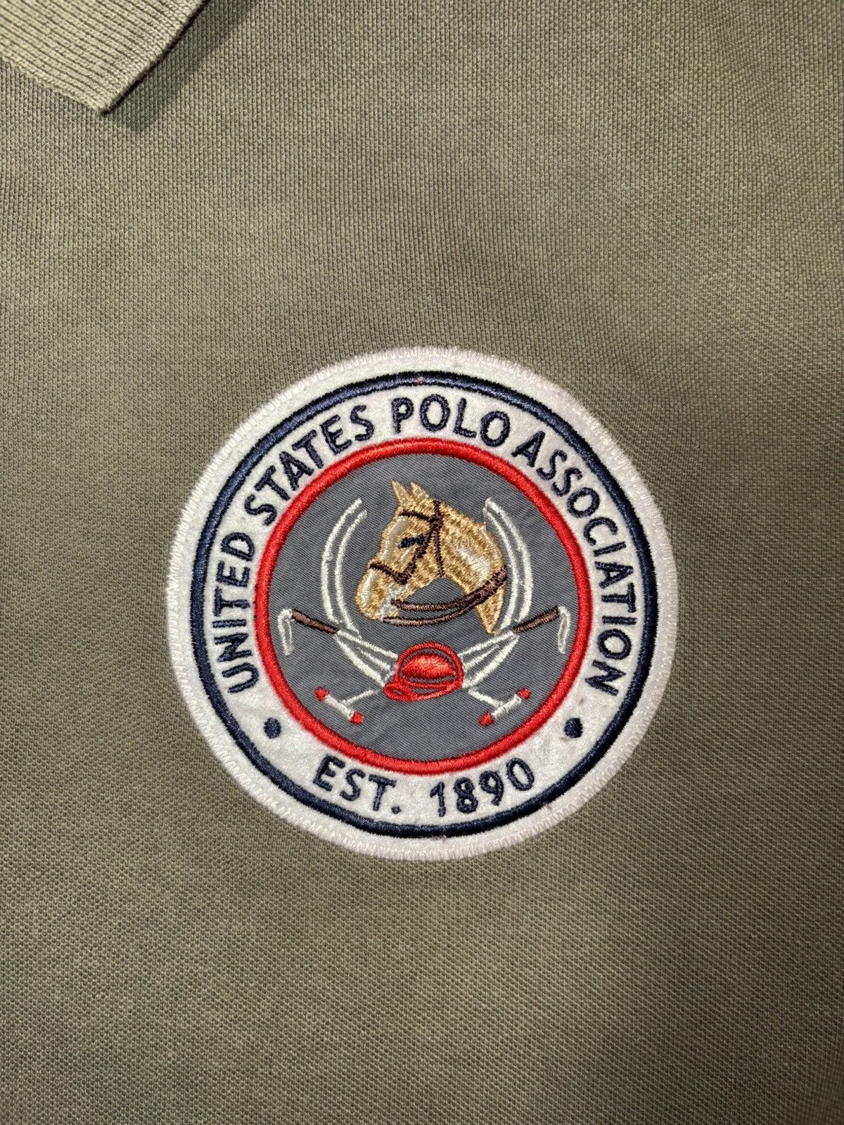 Polo Ralph Lauren U.S.P.A Denim Co. Olive Green Pique Polo Embroidered Crest Size US S / EU 44-46 / 1 - 7 Thumbnail