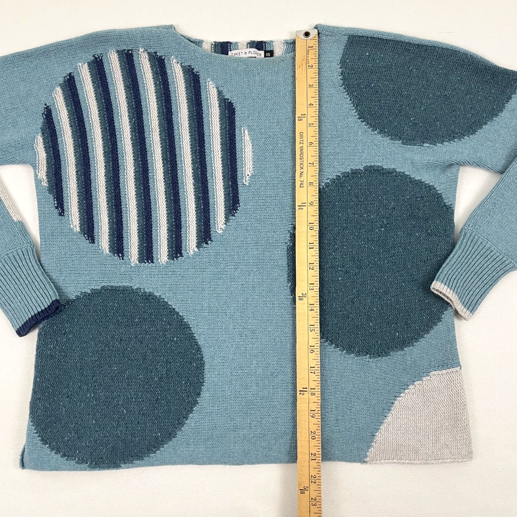 Vintage Zaket & Plover Sweater Womens XS Blue Abstract Circle Motif Merino Wool Blend Size XS / US 0-2 / IT 36-38 - 4 Thumbnail