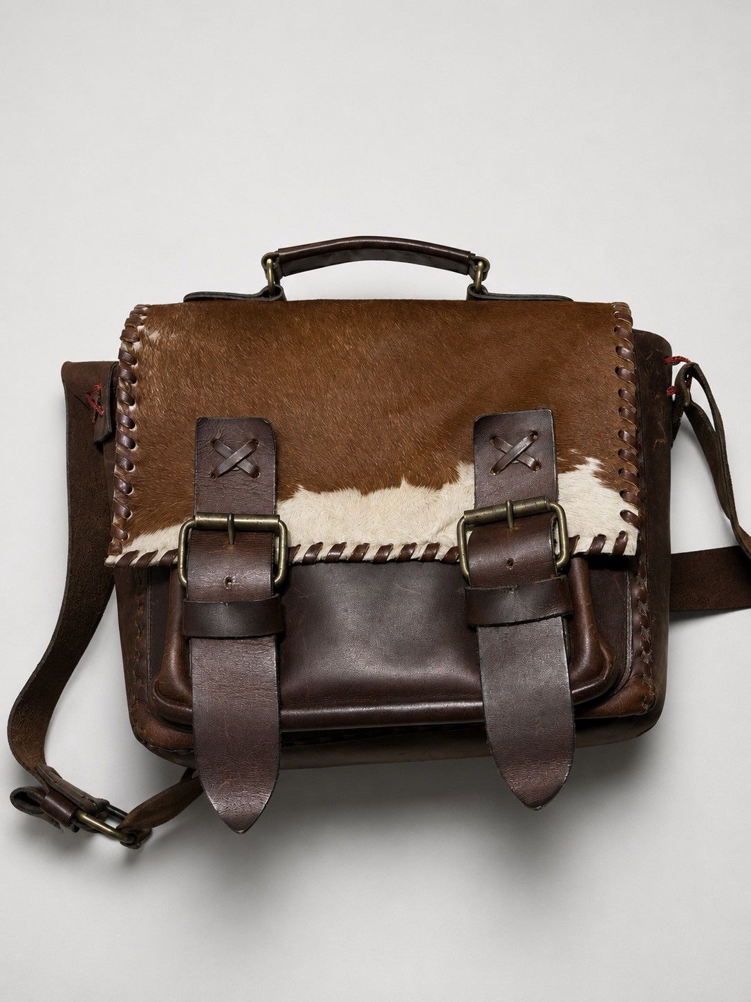 Handmade Handcrafted Hair-On-Hide Leather Messenger Bag Size ONE SIZE - 1 Thumbnail