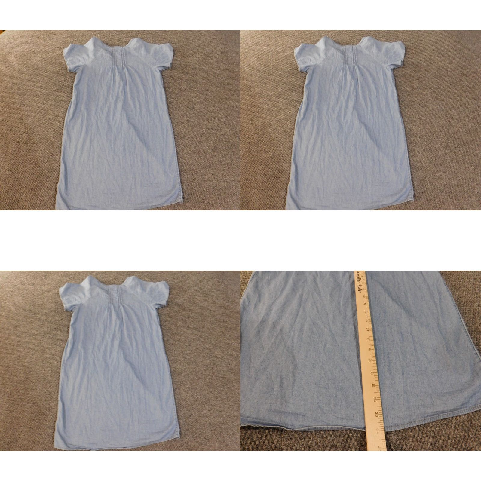 Old Navy Old Navy Dress Midi Denim Cotton A-Line Raglan Sleeve Short Sleeve Women M Blue Ruffle Flower Casual Vintage: No Size M / US 6-8 / IT 42-44 - 8 Thumbnail