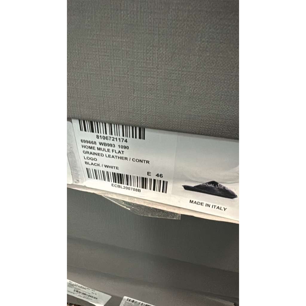 Balenciaga o1rshd1 Logo Grained Leather / Control Home Mule Flat Black Size US 13 / EU 46 - 19 Thumbnail