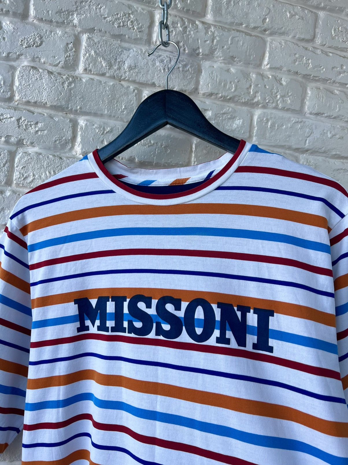 Missoni Missoni Big Logo Striped T-Shirt Tee Size US M / EU 48-50 / 2 - 3 Thumbnail