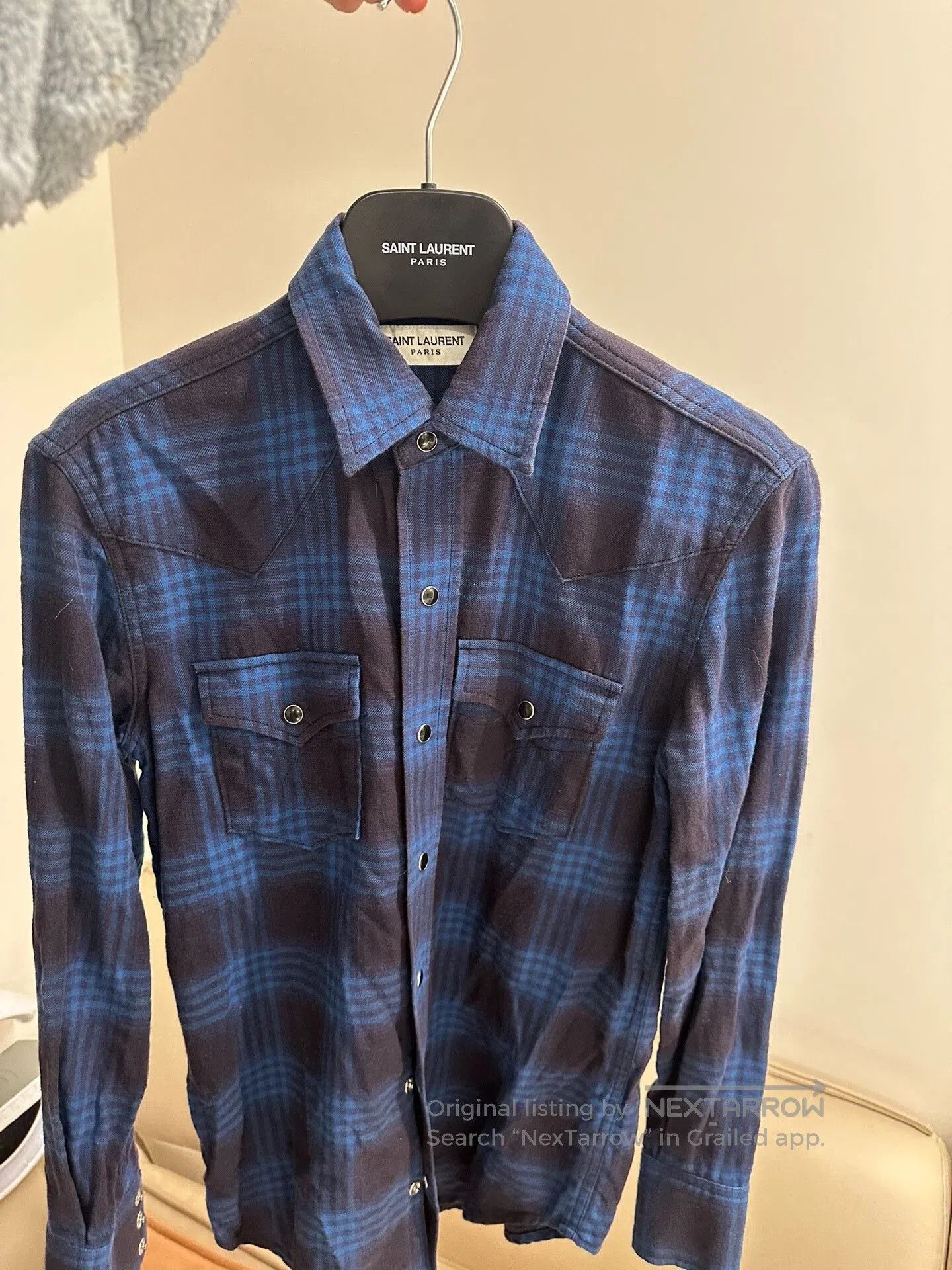 Saint Laurent Paris Saint Laurent Blue Plaid Shirt. Size US S / EU 44-46 / 1 - 4 Thumbnail
