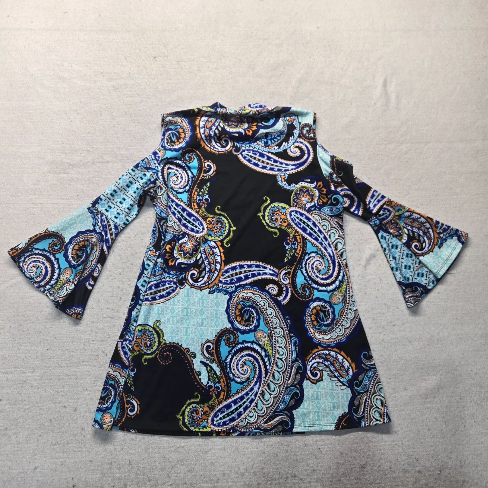 Melissa Melissa Paige Shirt Women PM Petite Tunic Colorful Paisley Long Sleeve Round Neck Size M / US 6-8 / IT 42-44 - 7 Thumbnail