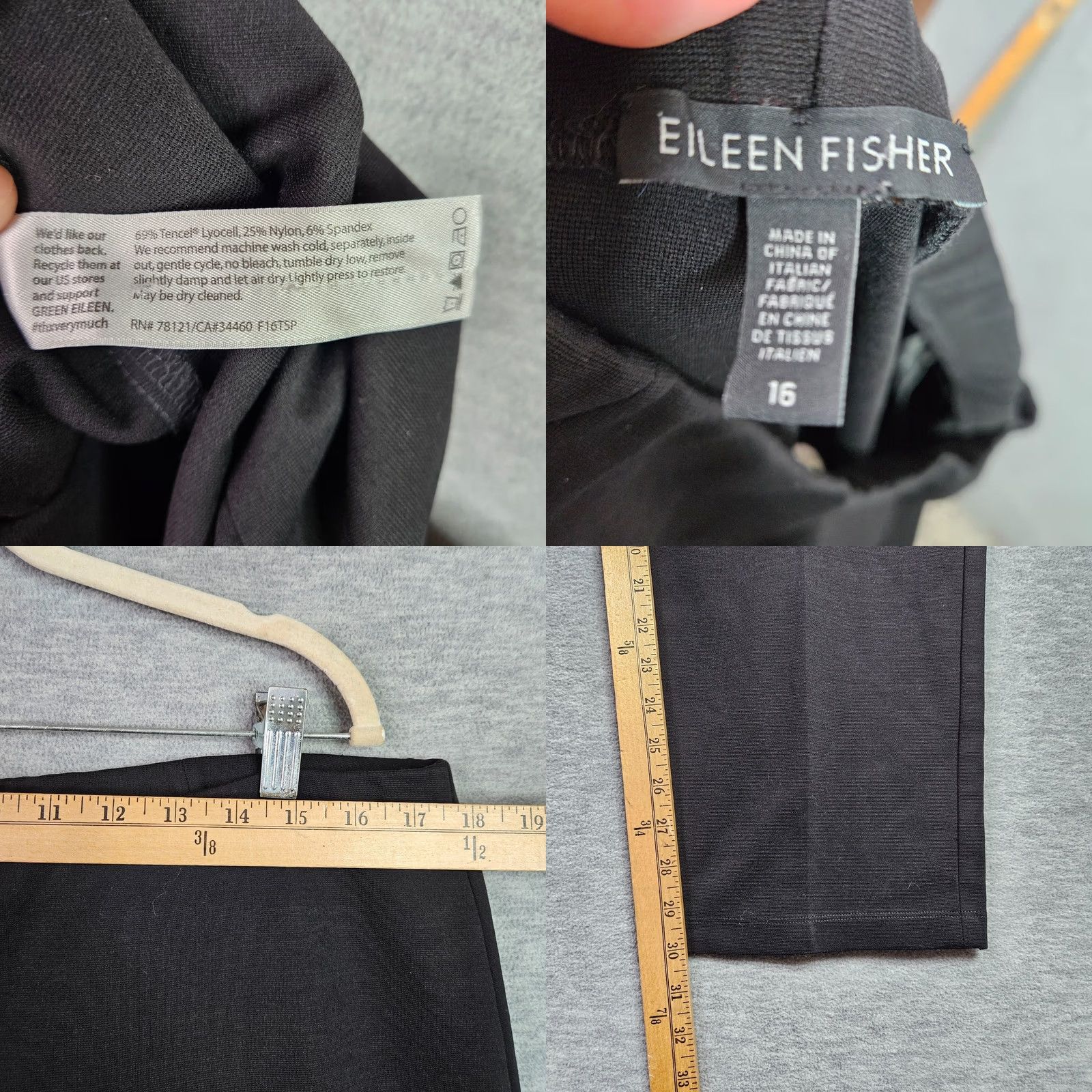 Eileen Fisher Eileen Fisher Pants Size 16 Black Straight Leg Career Minimalist Stretch Women Size 38" / US 16 / IT 52 - 8 Thumbnail