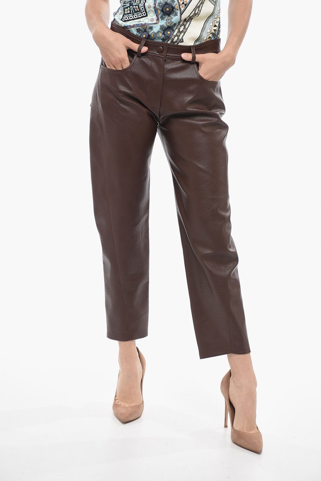 Stella McCartney og1mm0824 Eco-Leather 5 Pocket Pant in Dark Brown Size 27" / US 4 / IT 40 - 1 Thumbnail