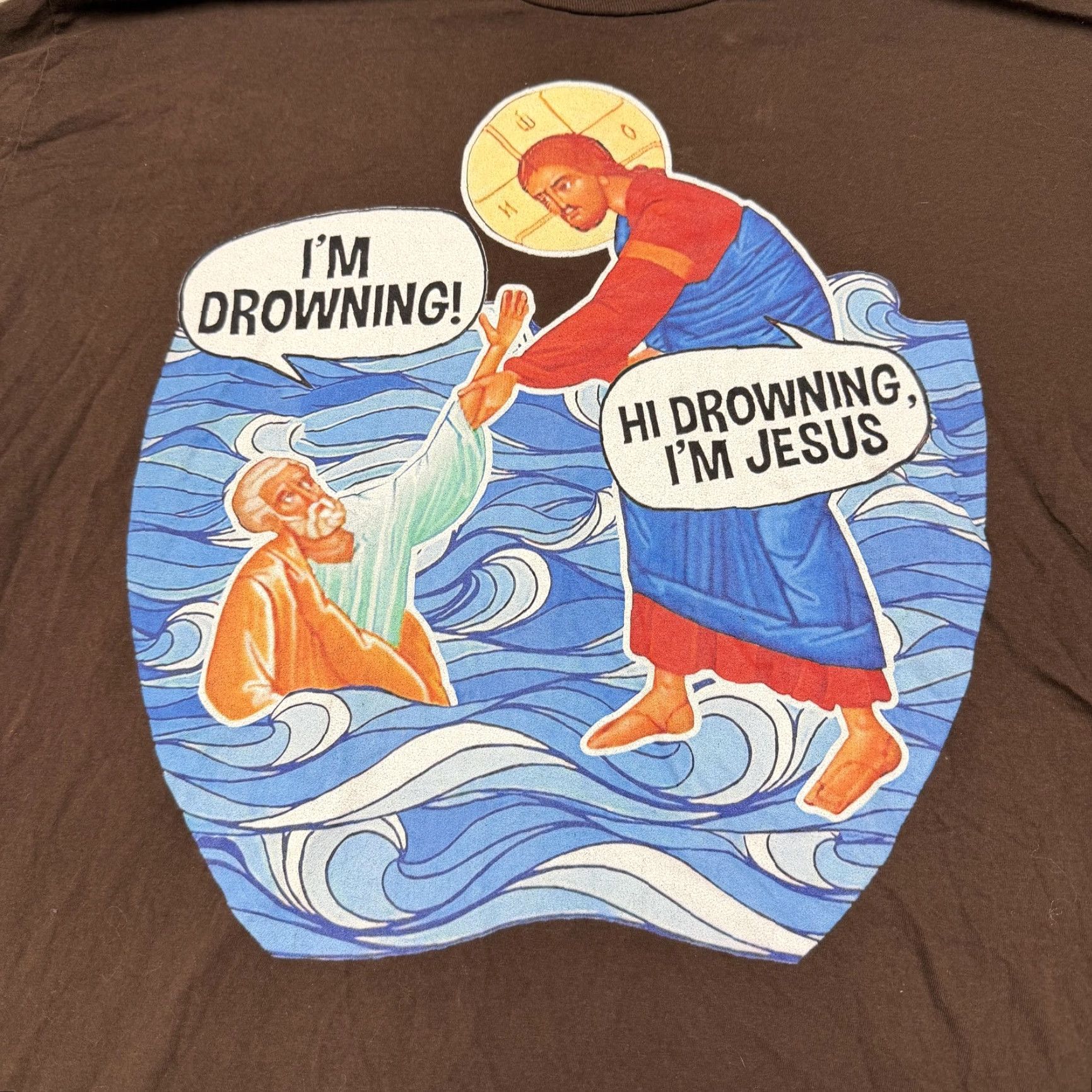 Port & Company Hi Drowning I'm Jesus Shirt Mens 3XL Brown Funny Christian Port & Company Tee Shirt Size US XXL / EU 58 / 5 - 4 Thumbnail