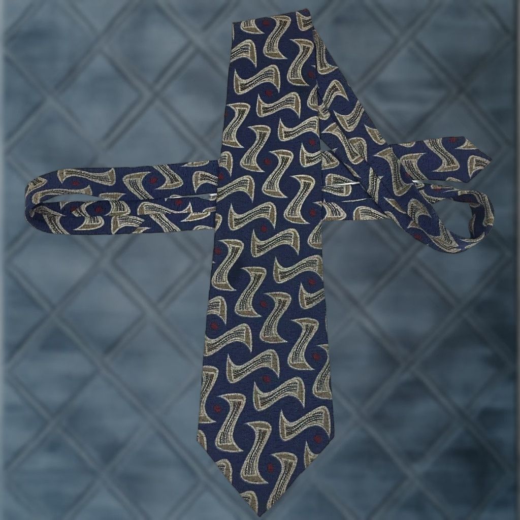 Vintage Gitman Brothers Thos David Necktie Blue Silk Hand Made Geometric Abstract Tie Men Short Length 58" width 4" Size ONE SIZE - 1 Thumbnail