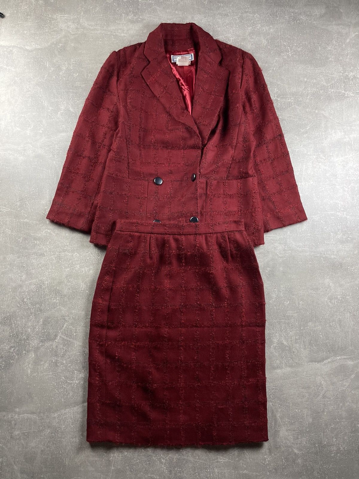 Yves Saint Laurent Yves Saint Laurent Variation 80s Wool Skirt Suit Burgundy Size XL / US 12-14 / IT 48-50 - 1 Thumbnail