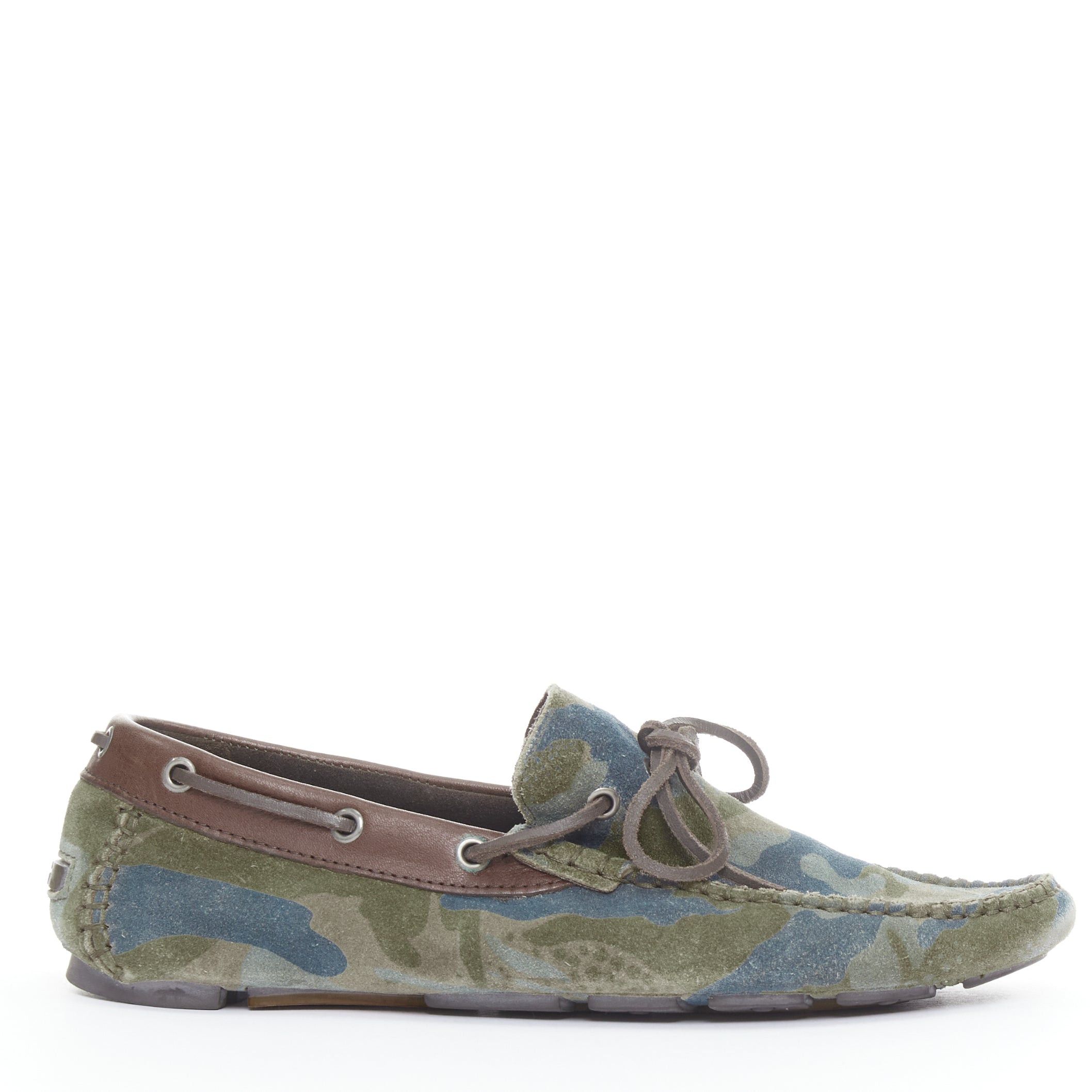 Dolce & Gabbana DOLCE GABBANA green brown camouflage suede driving loaers shoes EU39 Size US 6 / EU 39 - 1 Thumbnail
