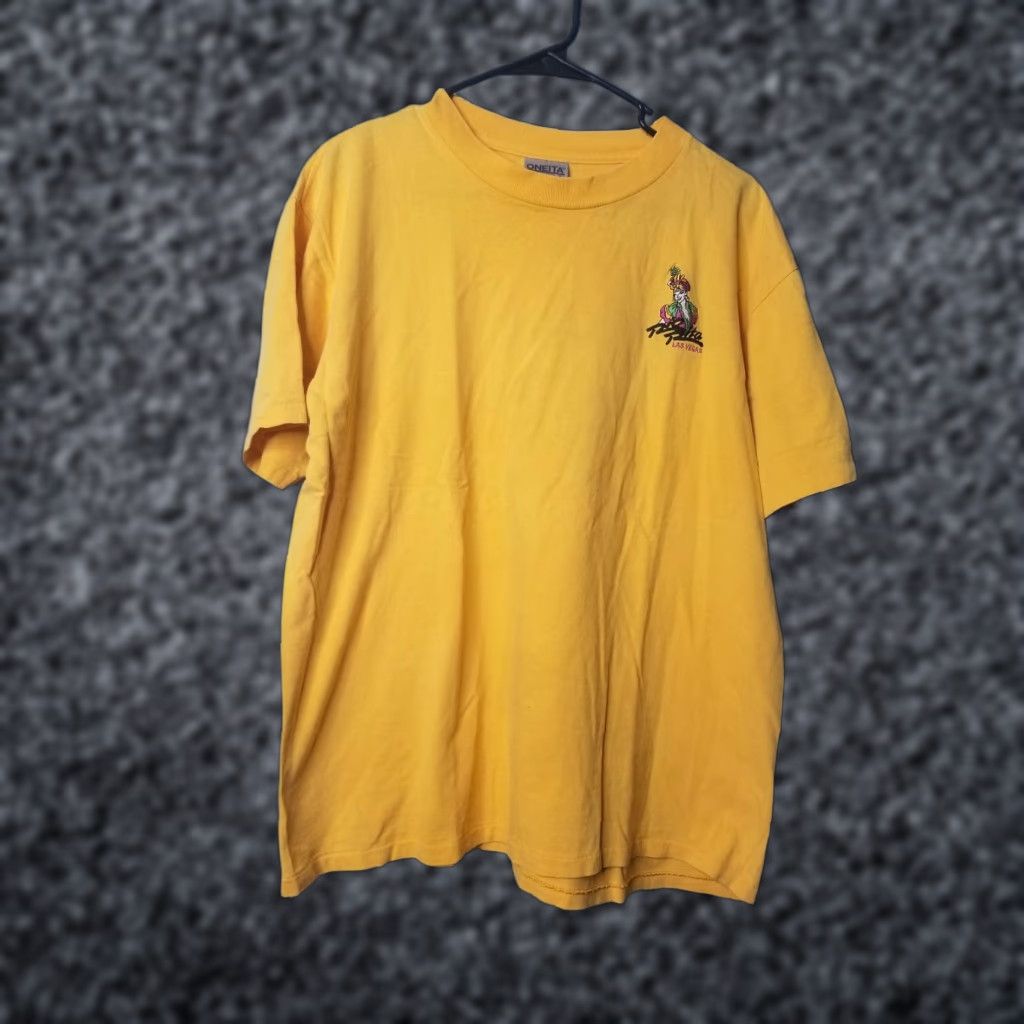 Vintage VINTAGE Oneita Rio Rita Casino Tee Mens L Short Sleeve 100% Cotton Yellow 1980s Las Vegas NM Sports Rockabilly Mens Size US L / EU 52-54 / 3 - 1 Thumbnail