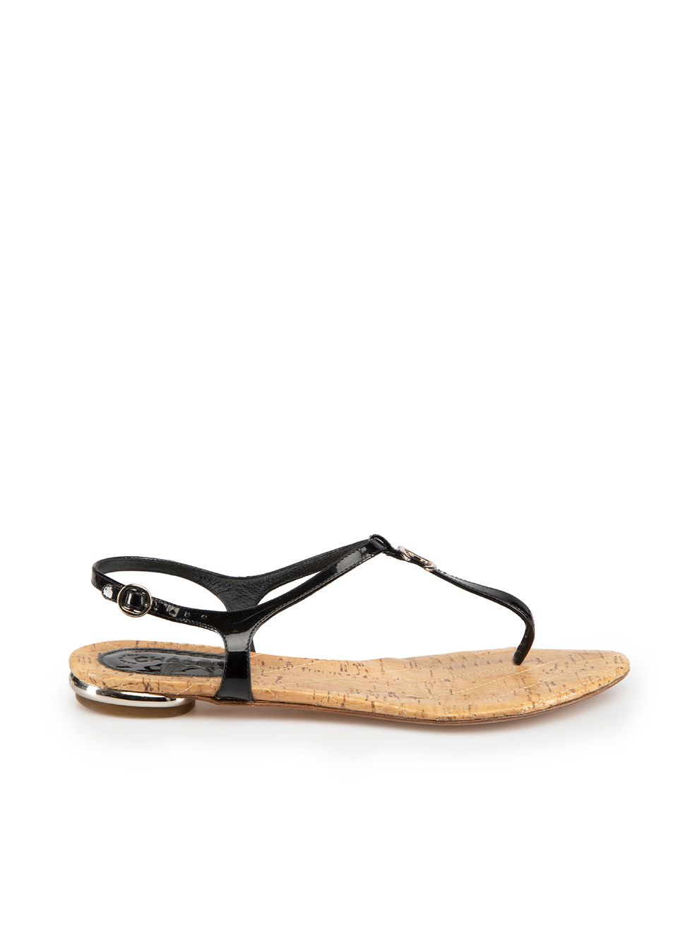 Chanel CC Thong Sandals - Black Sandals, Shoes - CHA400517