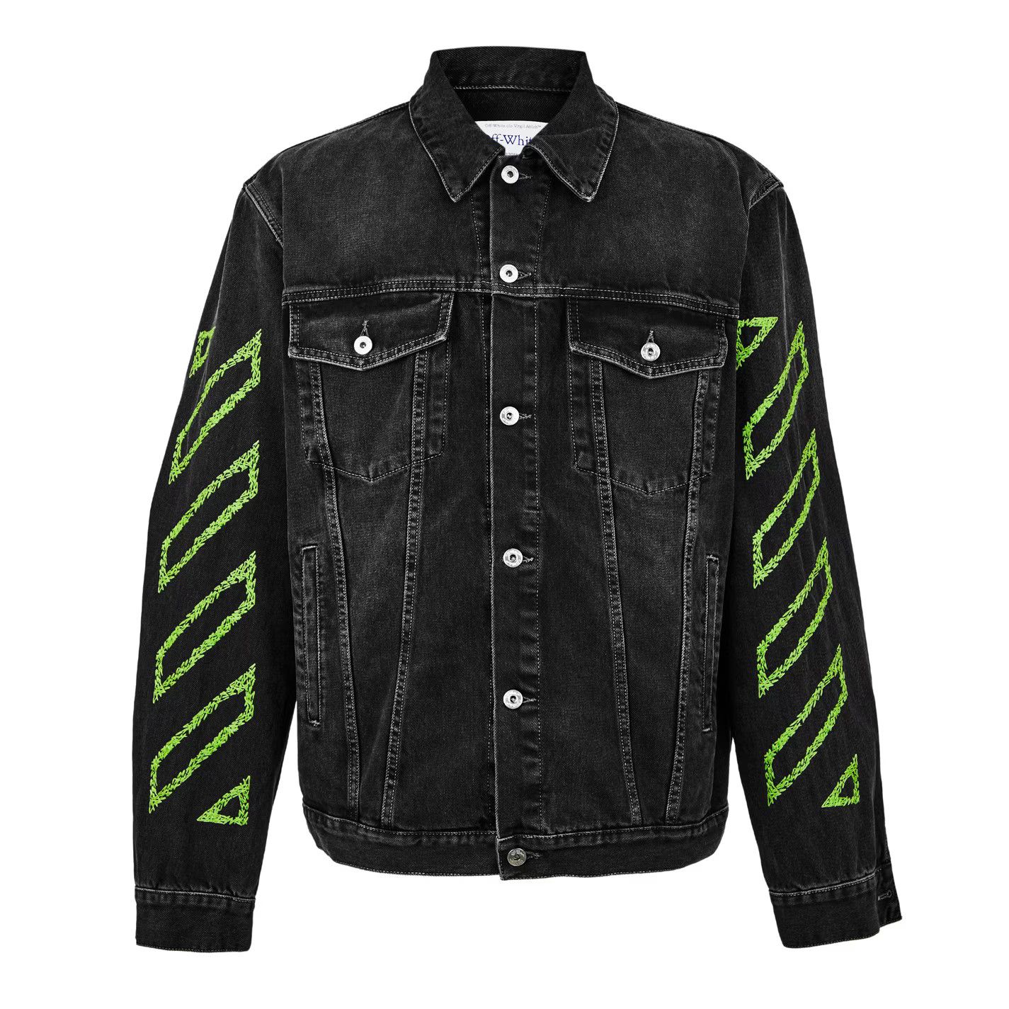 Off-White o1g2r1mq0326 Arrow Outline Denim Jacket in Vintage Black Size US L / EU 52-54 / 3 - 1 Thumbnail