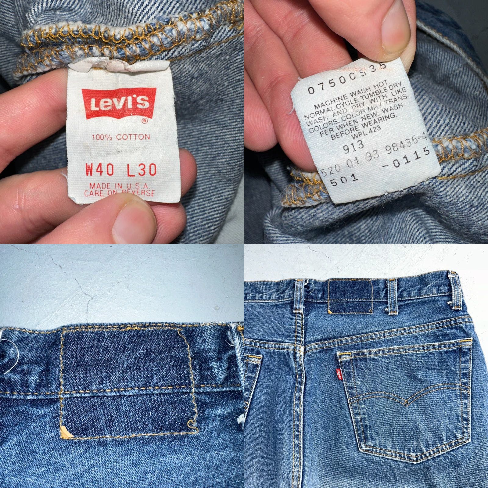 Levi's VINTAGE Levi's 501 Jeans Straight Men Blue 90s USA 40x30 Regular 30 Inseam Classic Mid Rise 10-12 Comfort Button Closure Denim Cotton Size US 40 / EU 56 - 9 Thumbnail
