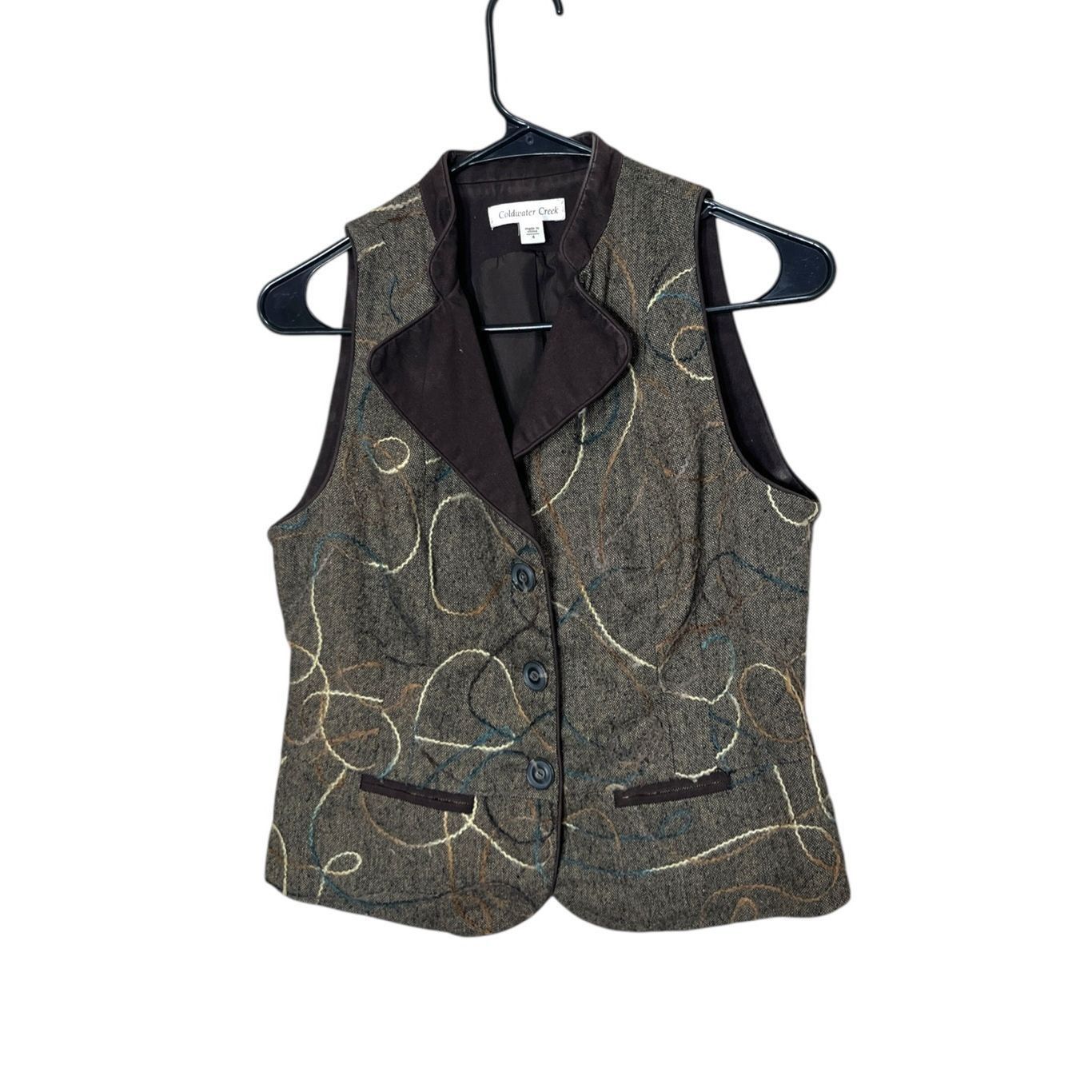Coldwater Creek Vintage Coldwater Creek Brown Embroidered Vest Size 4 Size S / US 4 / IT 40 - 1 Thumbnail