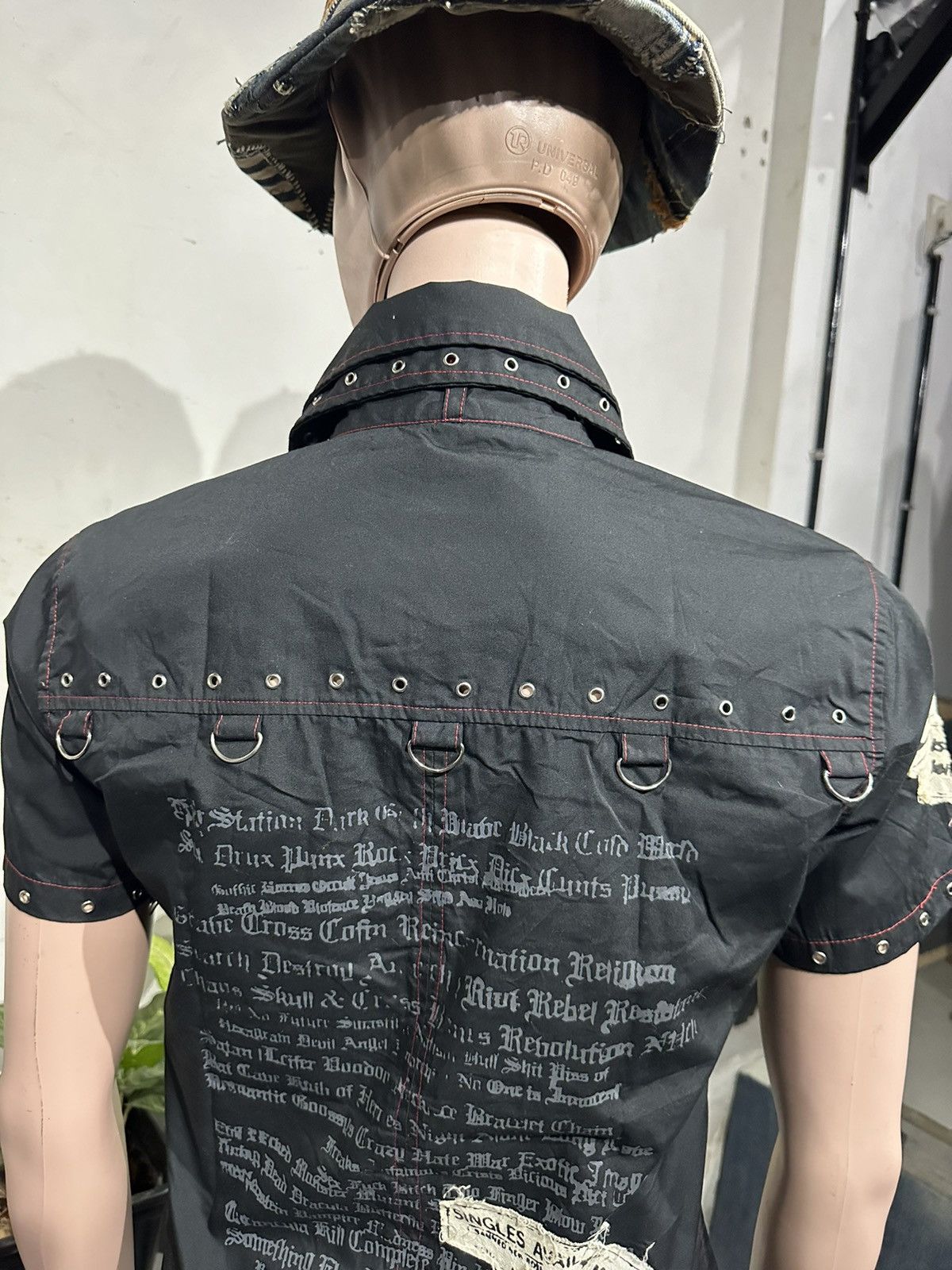 Japanese Brand Punk Asymmetrical Studded eyelets Shirt by Keystation Size US S / EU 44-46 / 1 - 15 Thumbnail
