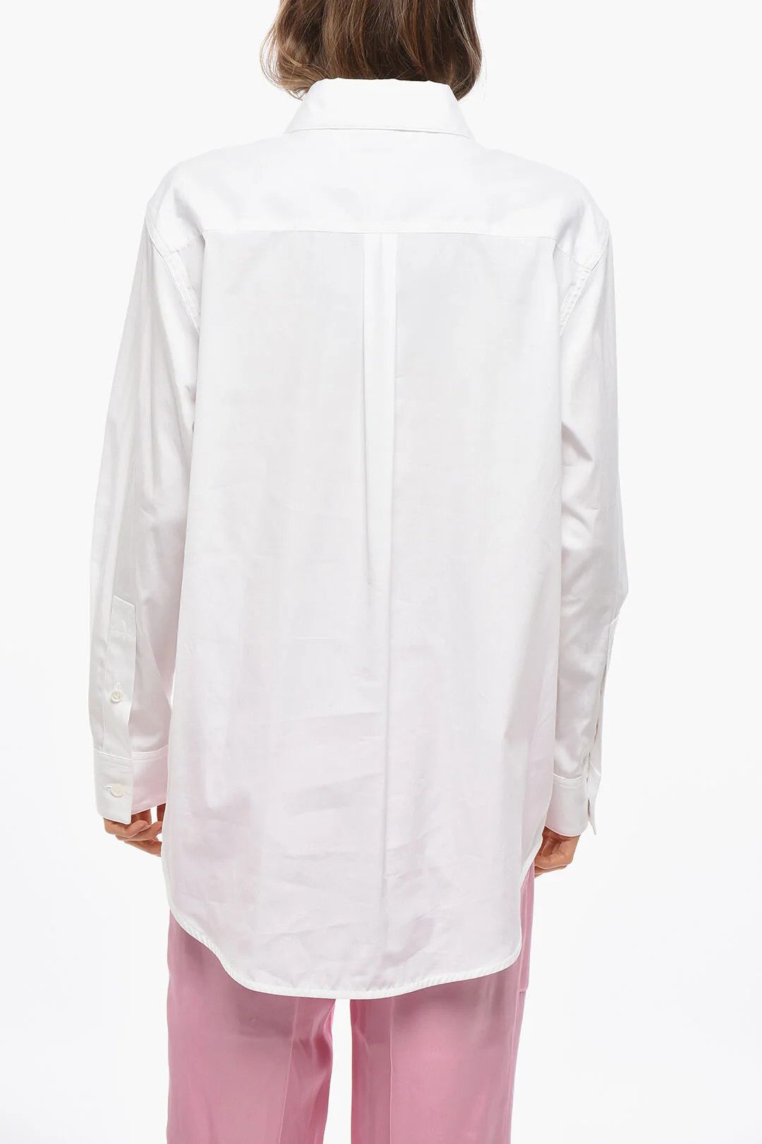 Bottega Veneta og1mm0426 Ruffle Front Cotton Poplin Blouse in White Size S / US 4 / IT 40 - 3 Thumbnail