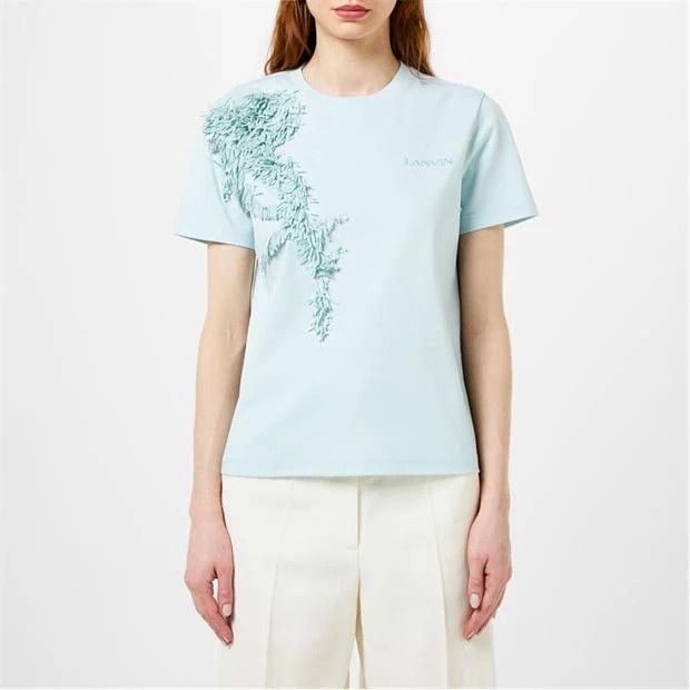 Lanvin o1g2r1mq1024 Logo T-Shirt in Light Blue Size XS / US 0-2 / IT 36-38 - 3 Thumbnail