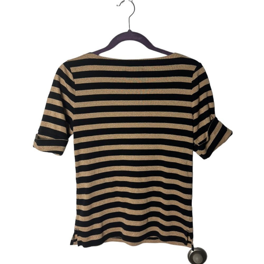 Lauren Ralph Lauren Lauren Ralph Lauren Black & Gold Metallic Stripe Top – Size Size M / US 6-8 / IT 42-44 - 3 Thumbnail