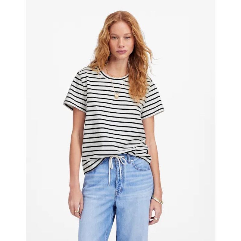 Madewell NWT Madewell The Perfect Crewneck Tee Stripe Size M Size M / US 6-8 / IT 42-44 - 1 Thumbnail