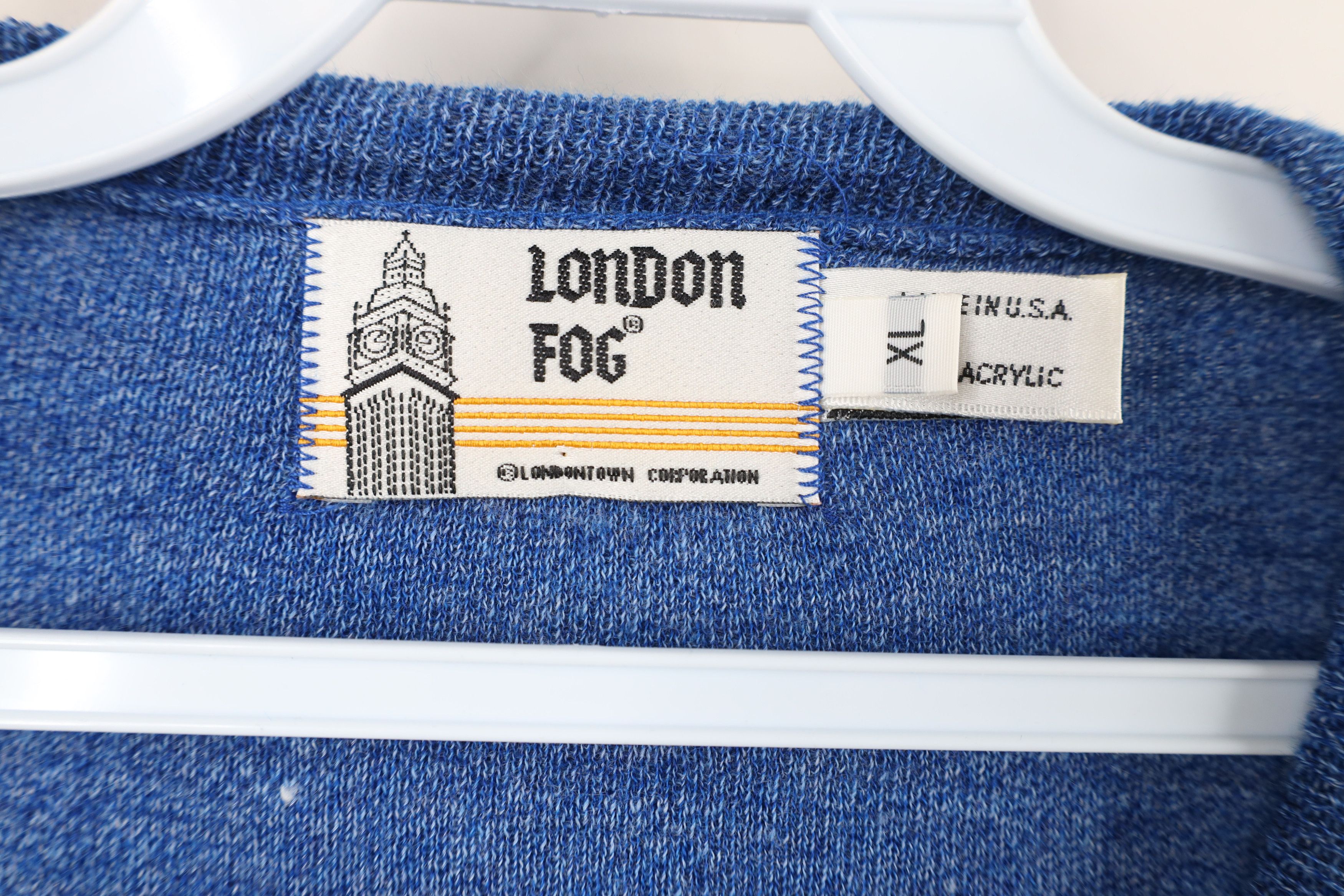 Vintage Vintage 70s Streetwear Blank Knit V-Neck Sweater Blue USA Size US XL / EU 56 / 4 - 6 Thumbnail