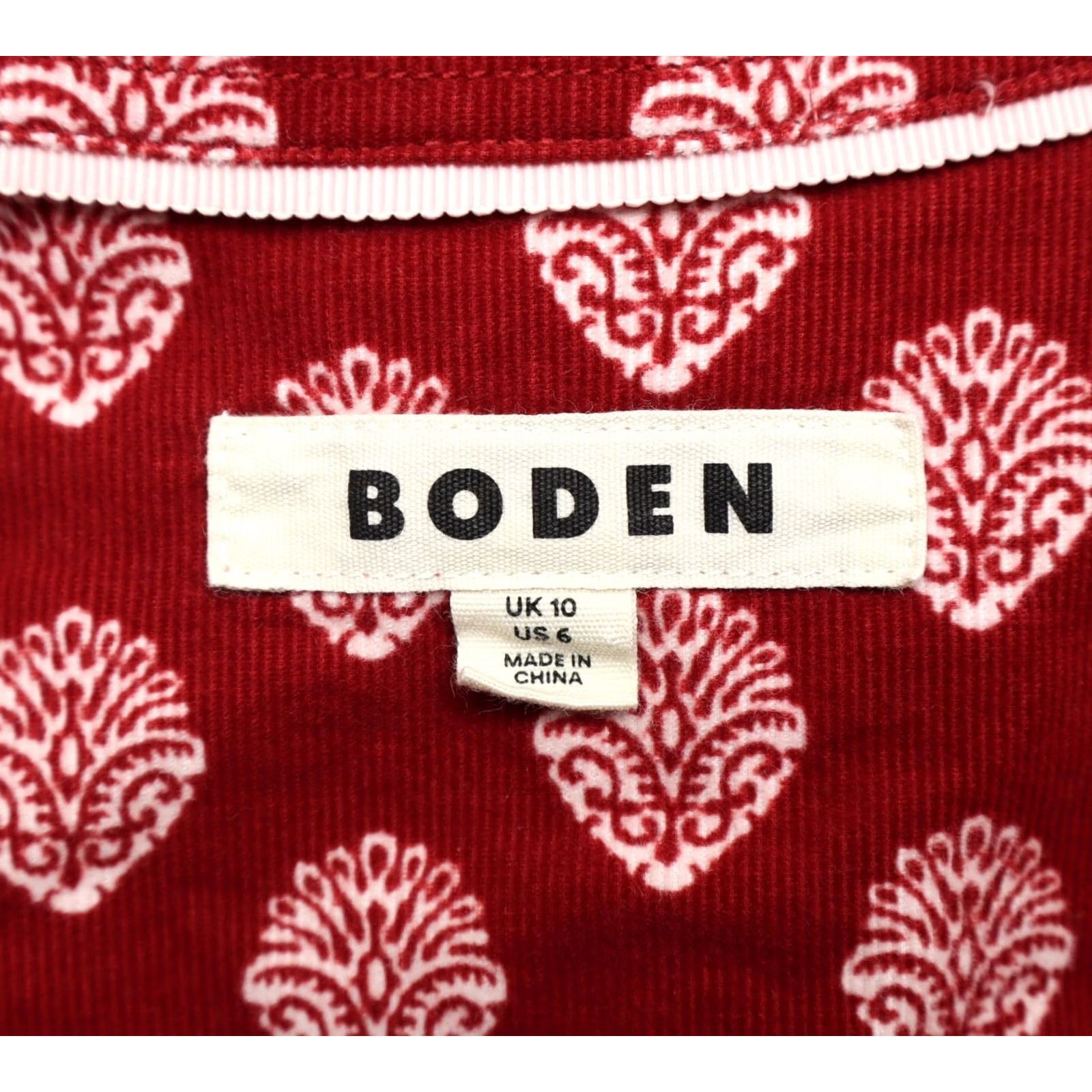 Boden Boden Shirt Women's Sienna Cord Shirt Rythmic Red Ornate Stamp Sz 6 Size M / US 6-8 / IT 42-44 - 4 Thumbnail