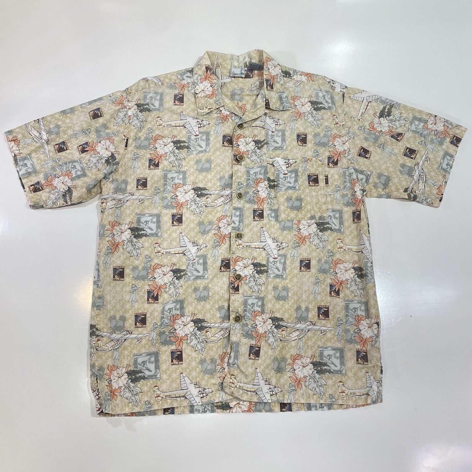 Ocean Pacific OP Ocean Pacific PanAir Airplane Hula Girl Hawaiian Shirt Size US L / EU 52-54 / 3 - 1 Thumbnail