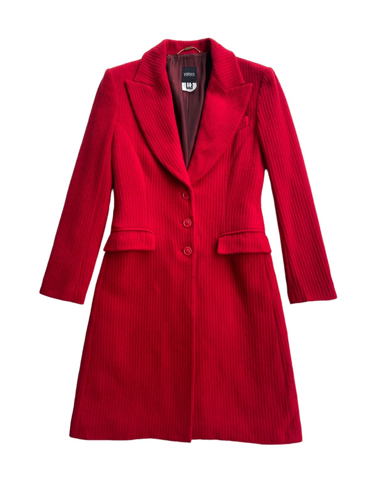 image of Versus Versace Red Luxury Long Coat, Women's (Size Small)