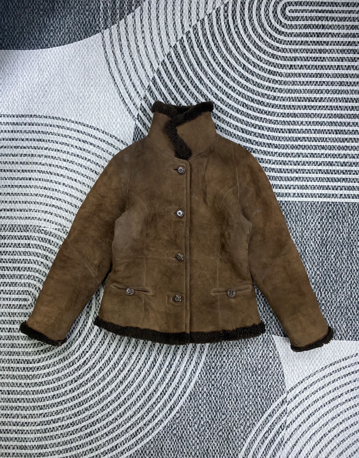 Vintage Vintage Japanese Fashion Collar Sherpa Brown Leather Jacket Size US M / EU 48-50 / 2 - 5 Thumbnail