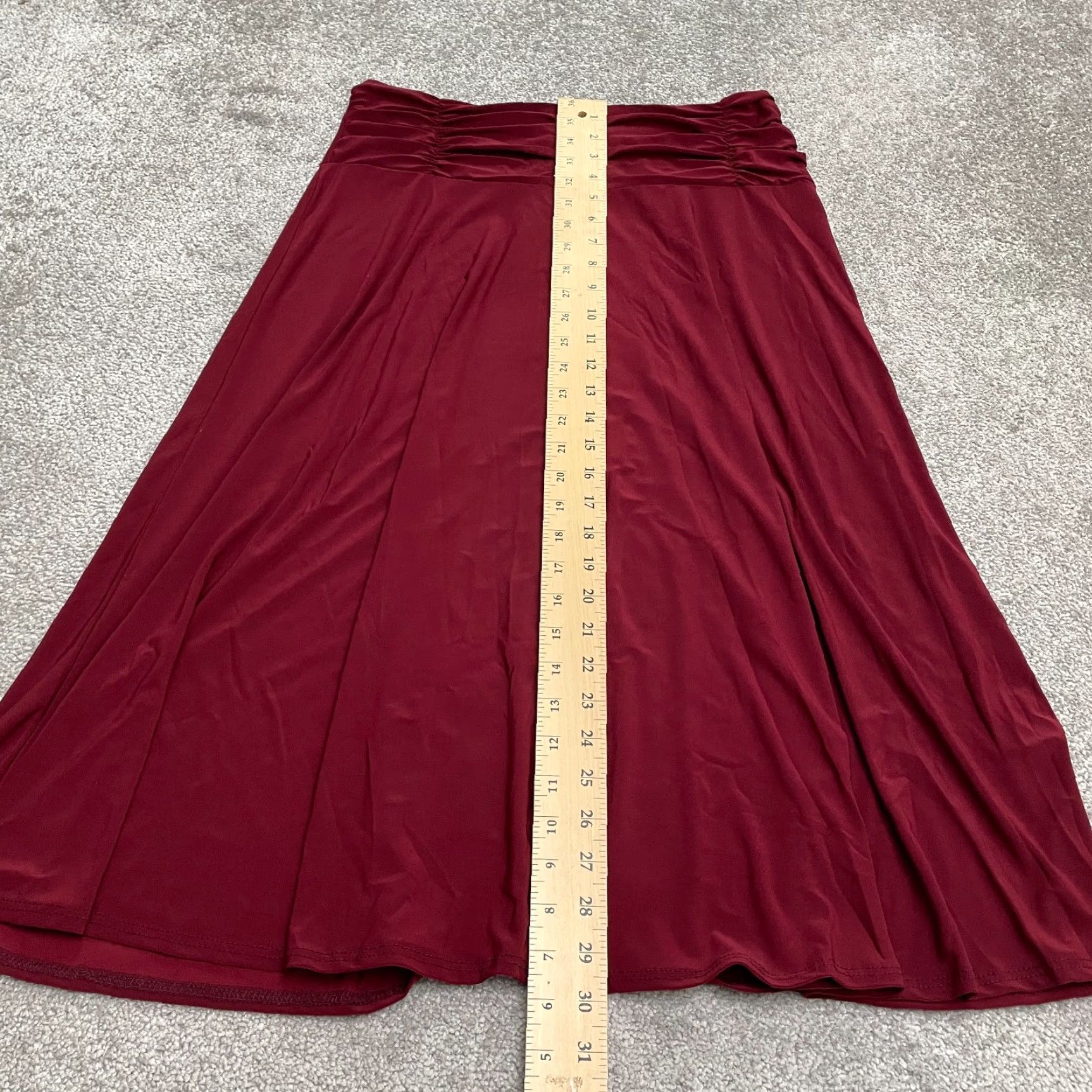 Vintage J.m Fleurette Skirt Womens L Midi A-Line Red Elastic Waist Stretch Knit Casual Vintage No Size 36" / US 14 / IT 50 - 6 Thumbnail