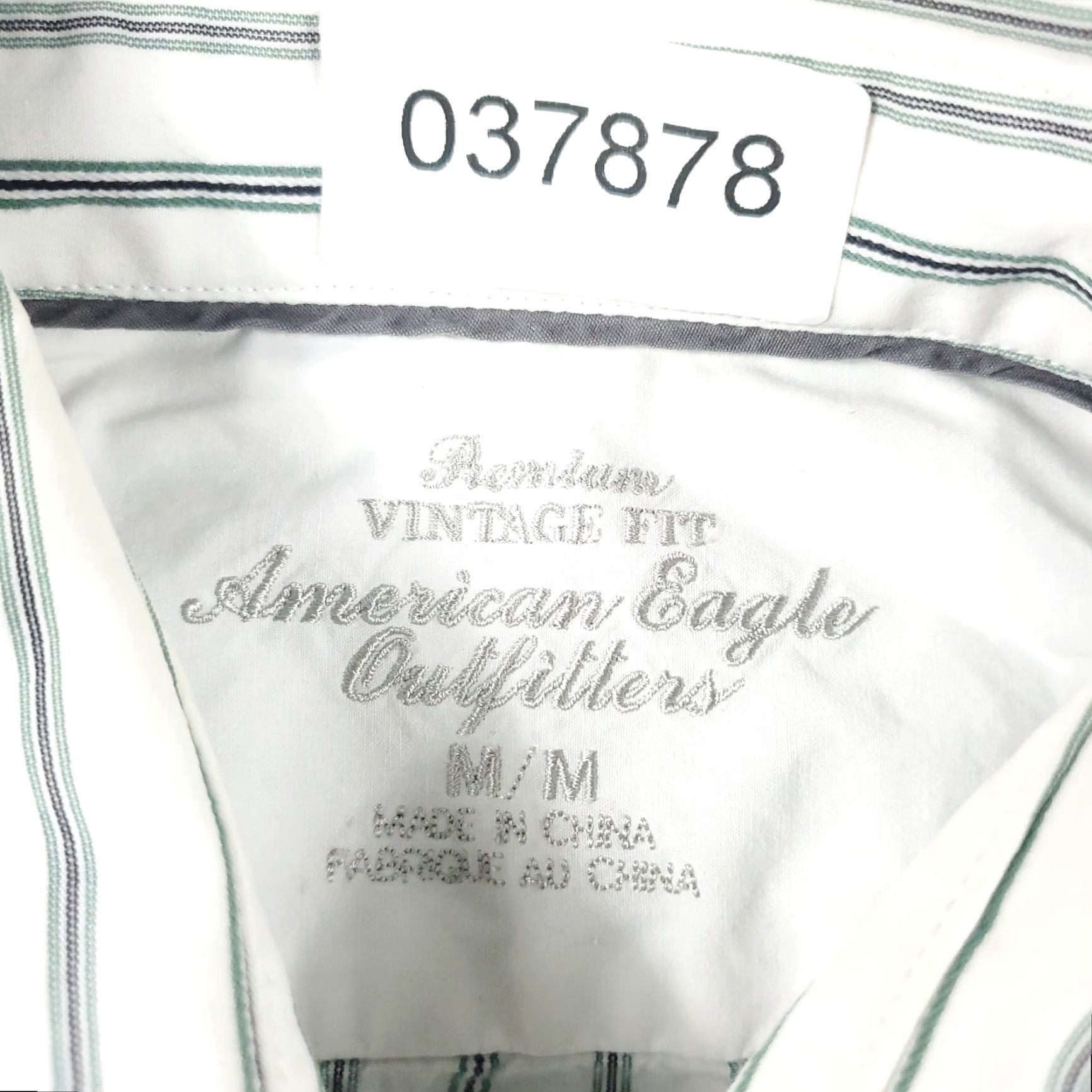 American Eagle Outfitters American Eagle Outfitters Shirt Mens M Green Stripe Button-Up Long Sleeve Cotton Size US M / EU 48-50 / 2 - 8 Thumbnail