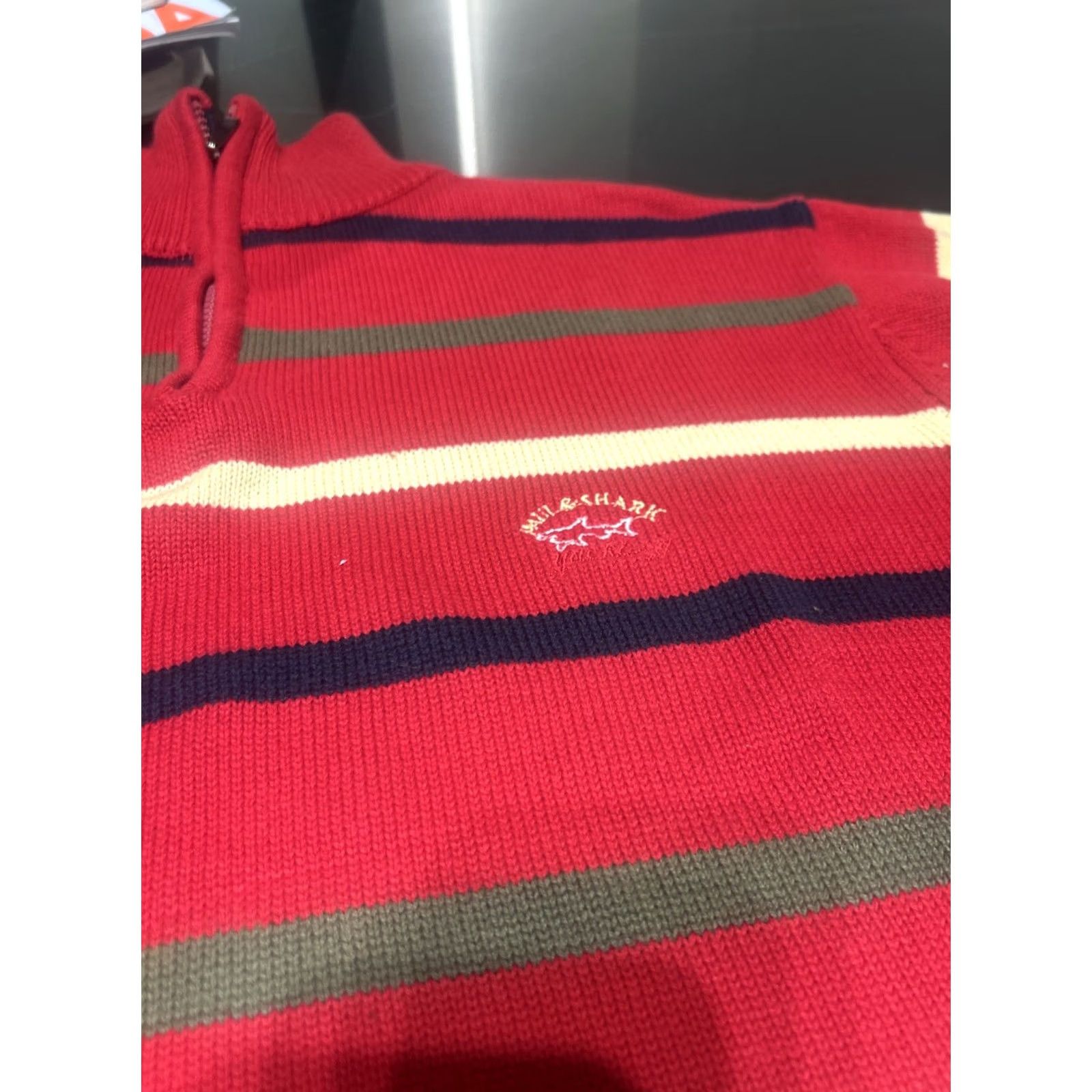Paul & Shark VINTAGE Paul & Shark Red Striped Knit Sweater Size M Men Pullover 1/4 Zip Logo Classic Knitwear Size US M / EU 48-50 / 2 - 3 Thumbnail