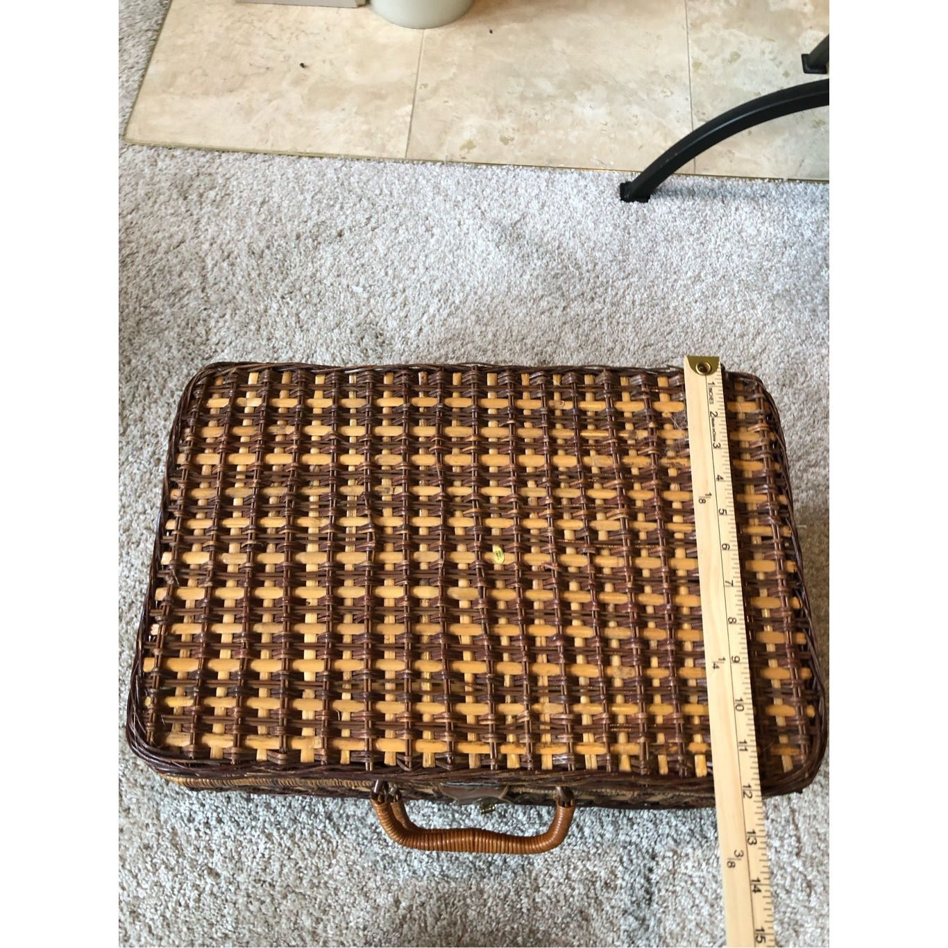 Other Vintage Women’s Brown Picnic Wicker Basket with Red and Whit Size ONE SIZE - 12 Thumbnail