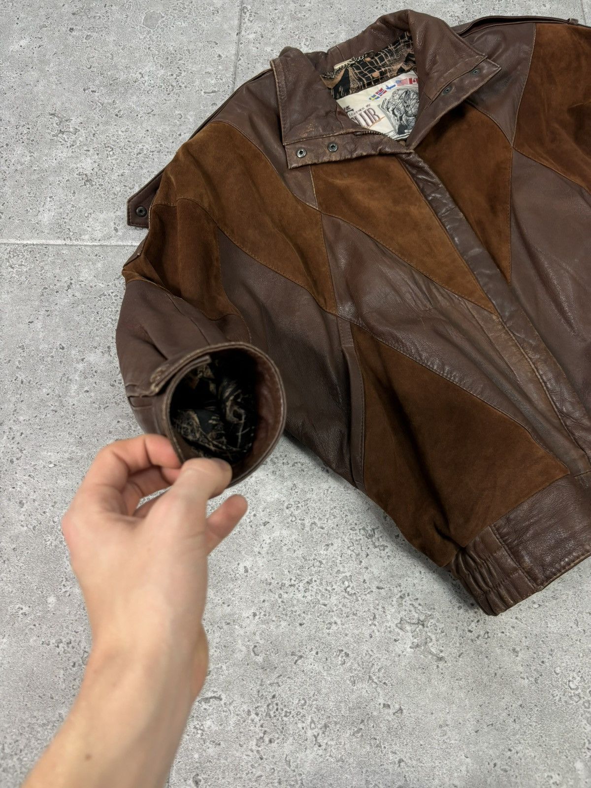 Japanese Brand × Vintage 2000s Japanese Patchwork Leather Jacket Avant Garde Brown Size US M / EU 48-50 / 2 - 7 Thumbnail