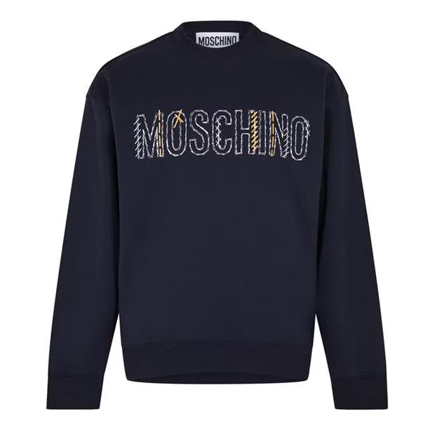 Moschino o1y0225 Logo Crewneck Sweatshirt in Midnight Blue Size US M / EU 48-50 / 2 - 1 Thumbnail