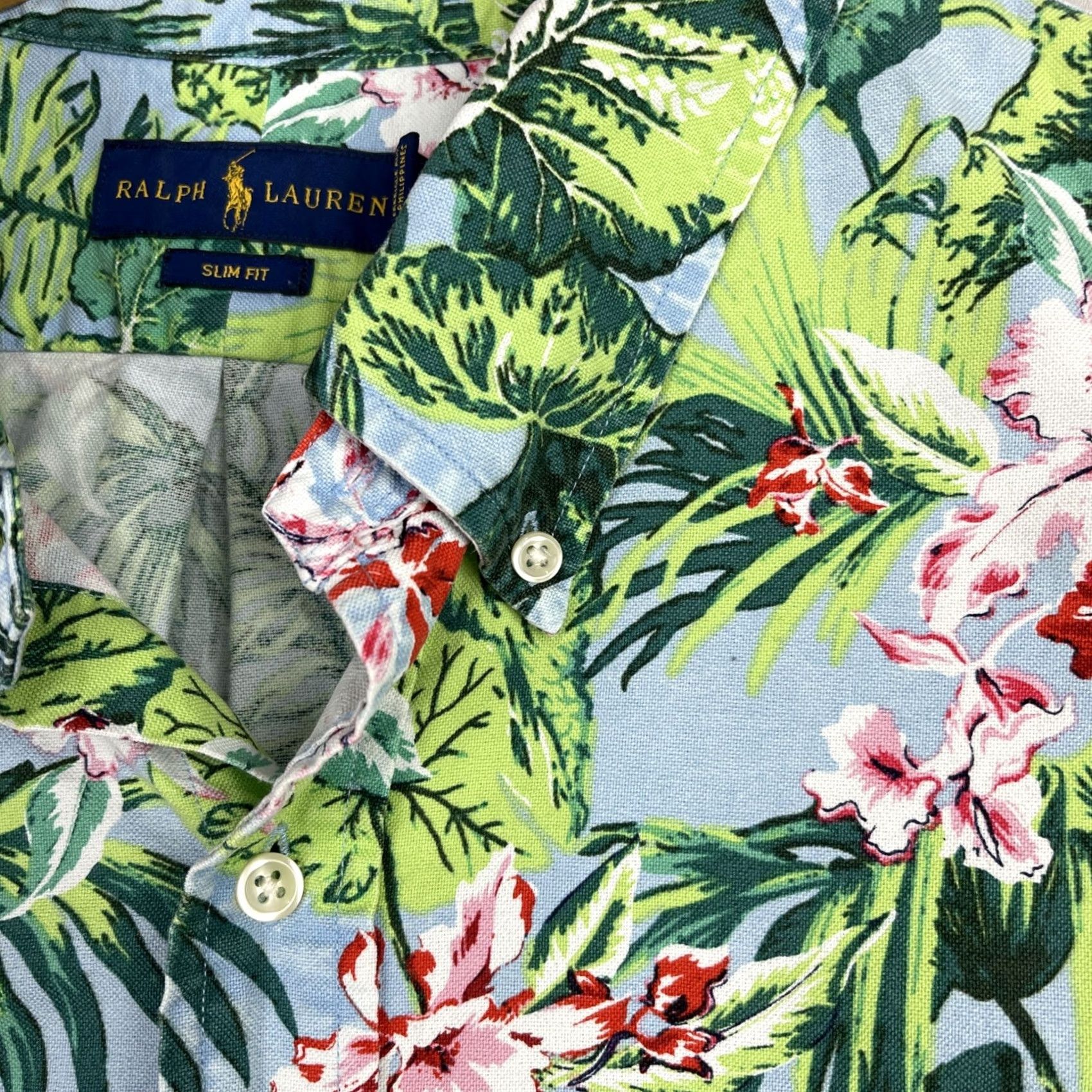 Polo Ralph Lauren Polo Ralph Lauren Shirt Mens 2XL Blue Hawaiian Floral Slim Fit Button Down Aloha Shirt Size US XXL / EU 58 / 5 - 4 Thumbnail