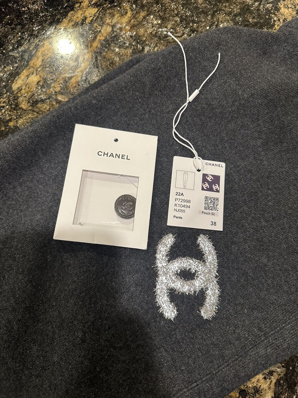 Chanel Chanel Grey Cashmere Glitter CC Logo Unisex Pants Size US 33 - 16 Thumbnail