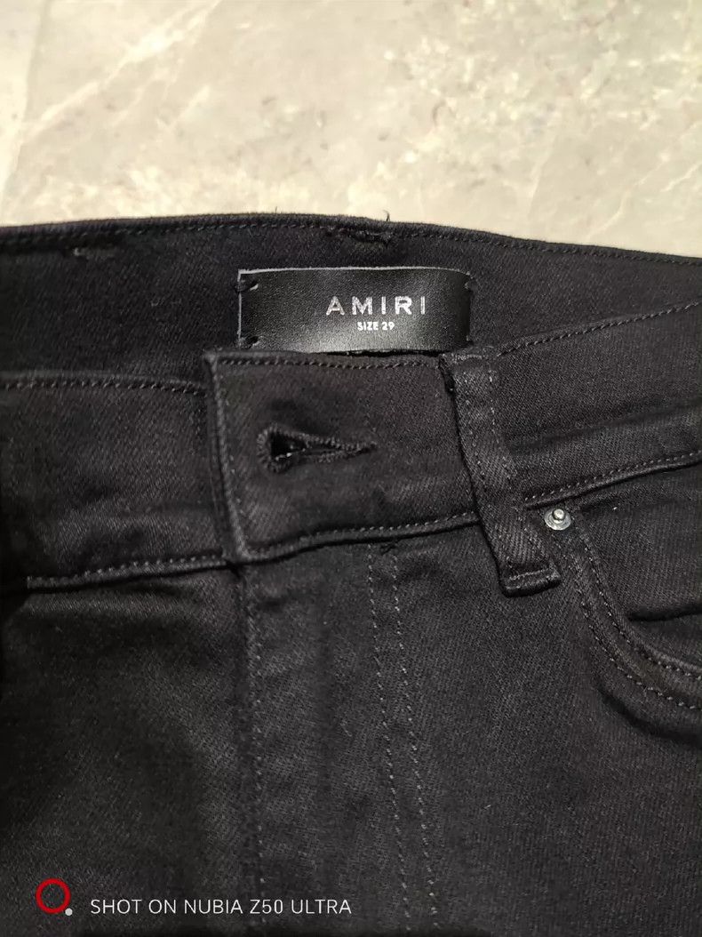 Amiri Amiri 17FW Autumn and Winter Black Patchwork Hole Elastic T Size US 29 - 4 Thumbnail
