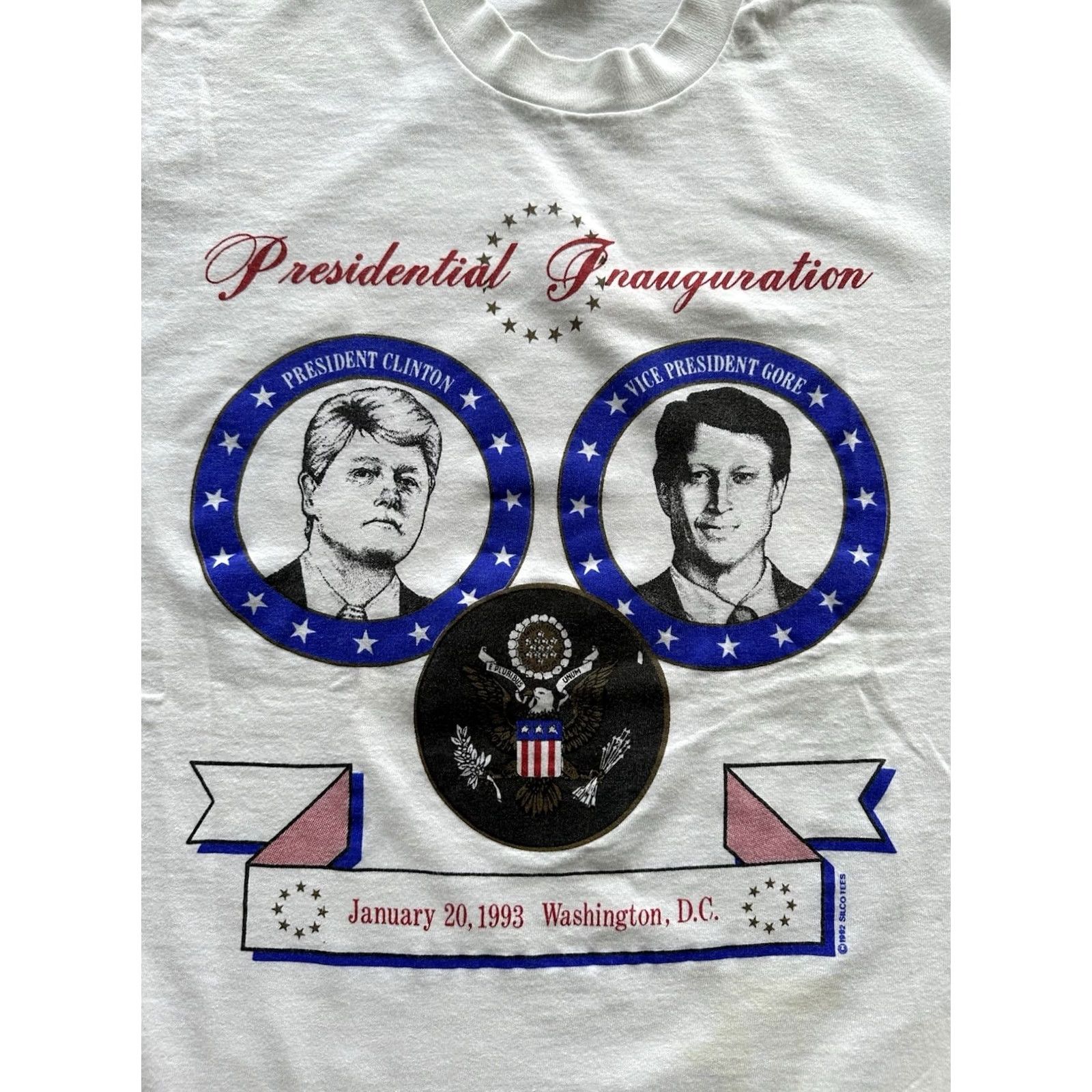Fruit Of The Loom VINTAGE Clinton Gore T Shirt Mens 90s 1993 Presidential Inauguration White Cotton Short Sleeve Crew Neck Graphic Print Size M Size US M / EU 48-50 / 2 - 2 Thumbnail