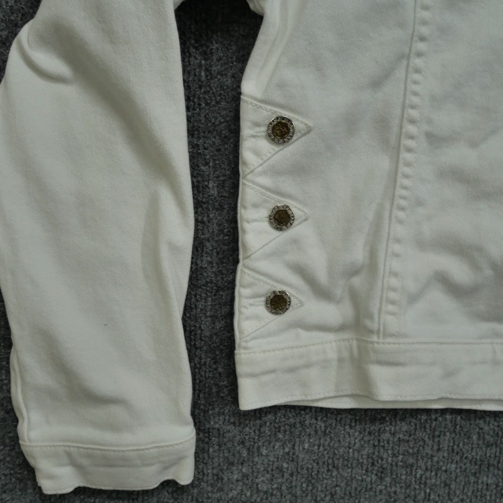 Denime VINTAGE Lawman Denim Jacket Womens M White Stretch 90s Long Sleeve Trucker Casual Basic Jacket Size 32" / US 10 / IT 46 - 7 Thumbnail