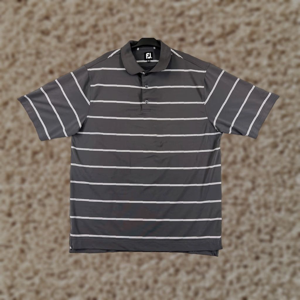 Footjoy FootJoy Polo Shirt Men Extra Large Gray Stripe Polo Shirt Gray FootJoy Lightweight Polyester Golf Shirt Men XL Stripe Size US XL / EU 56 / 4 - 1 Thumbnail