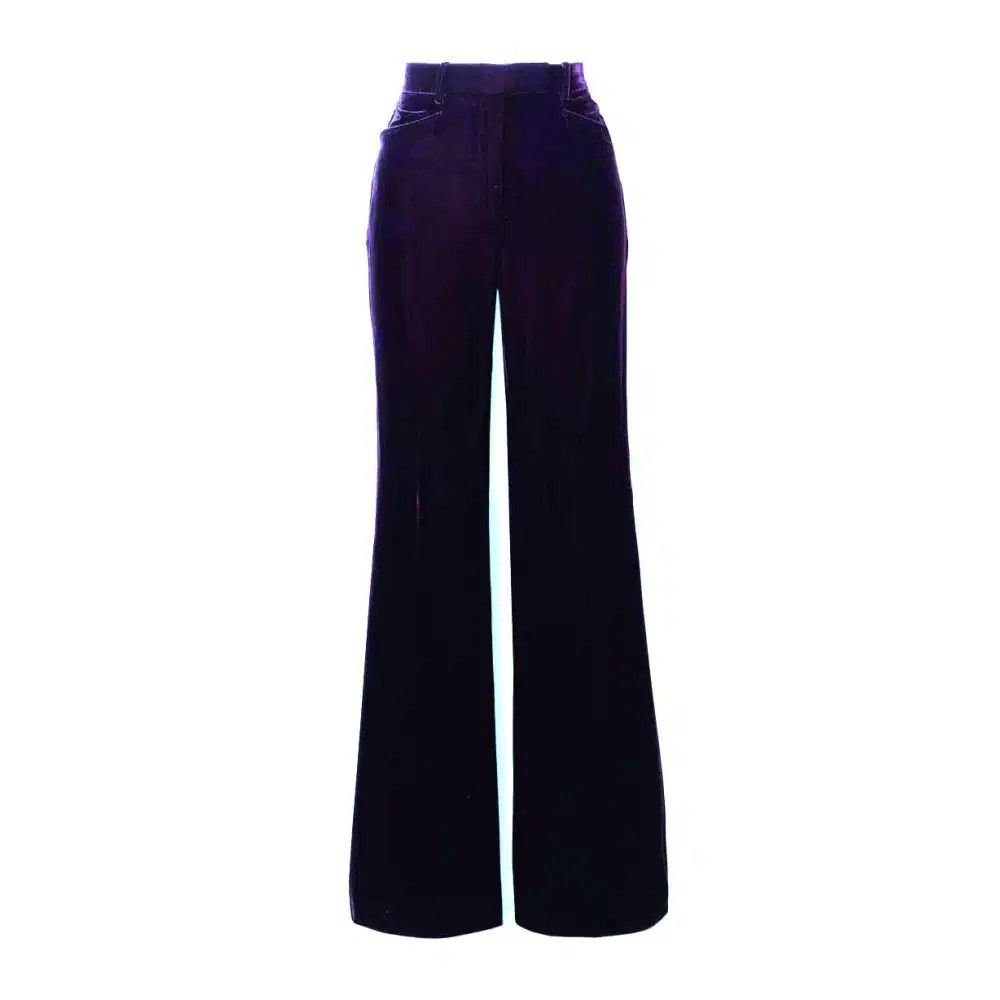 Tom Ford o1w1db10525 PAW569 Velvet Flared Pant in Blue Size 25" / US 0 / IT 36 - 1 Preview