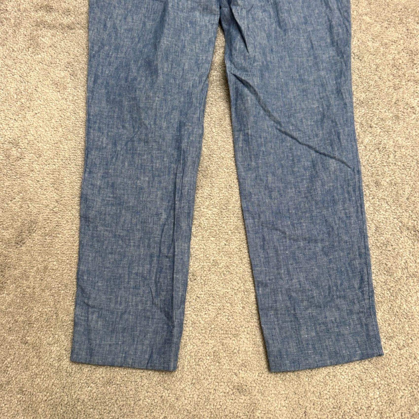 Banana Republic Banana Republic Avery Pants Womens 4 Blue Linen Blend Tie Waist Tapered Ankle Size 27" / US 4 / IT 40 - 4 Thumbnail