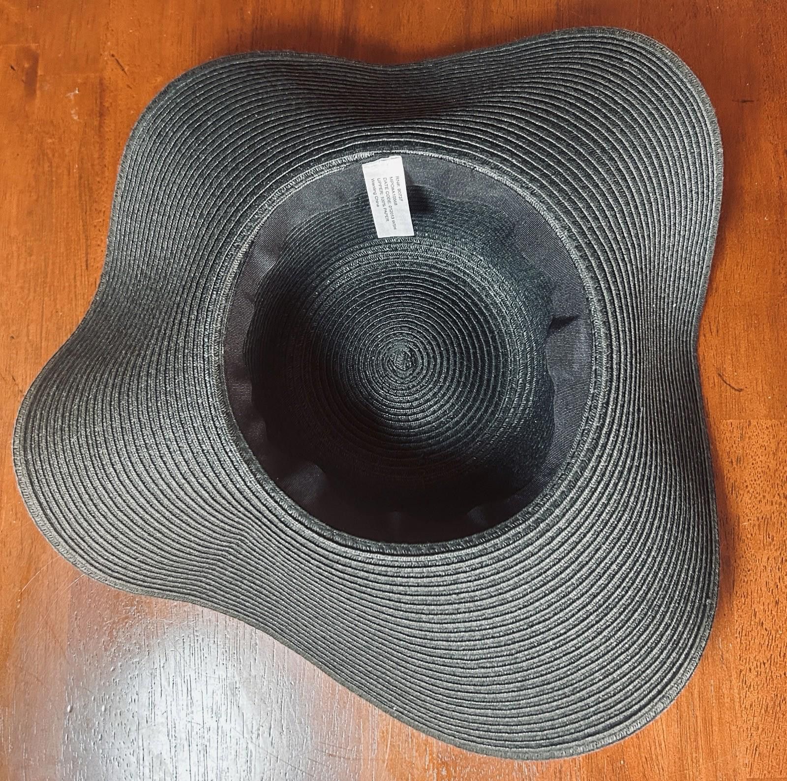 The Unbranded Brand Black Wide Brim Sun Hat Floppy Beach Straw 100% Paper Size ONE SIZE - 2 Thumbnail