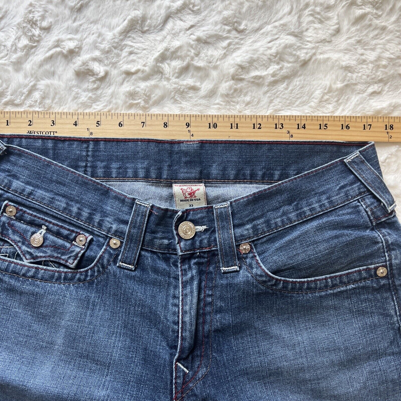 True Religion True Religion Jeans Men 33x27 Straight Leg Blue Denim Size US 33 - 5 Thumbnail