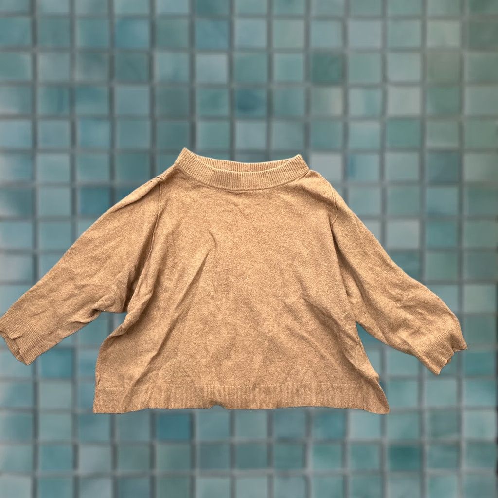 J.Crew J.CREW Sweater Womens Small Beige Cropped Dolman Sleeve Knit Mock Neck Pullover Short Sleeve Vintage? Size S / US 4 / IT 40 - 1 Thumbnail
