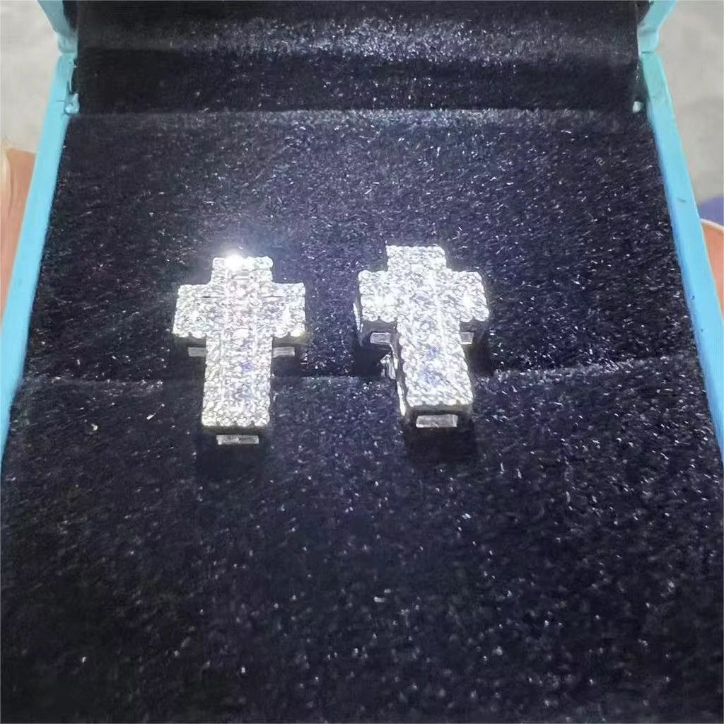 Other Luxury S925 Moissanite Cross Iced Out VVS Hip Hop Earrings Size ONE SIZE - 1 Thumbnail