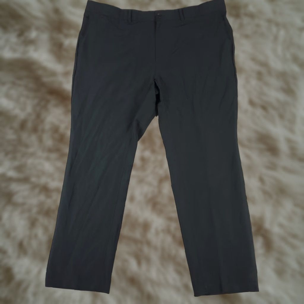 Nike Pants Mens 40x30 Black Flat Front Dri Fit Chino Trousers Knit Logo Pockets Golf Straight Refined