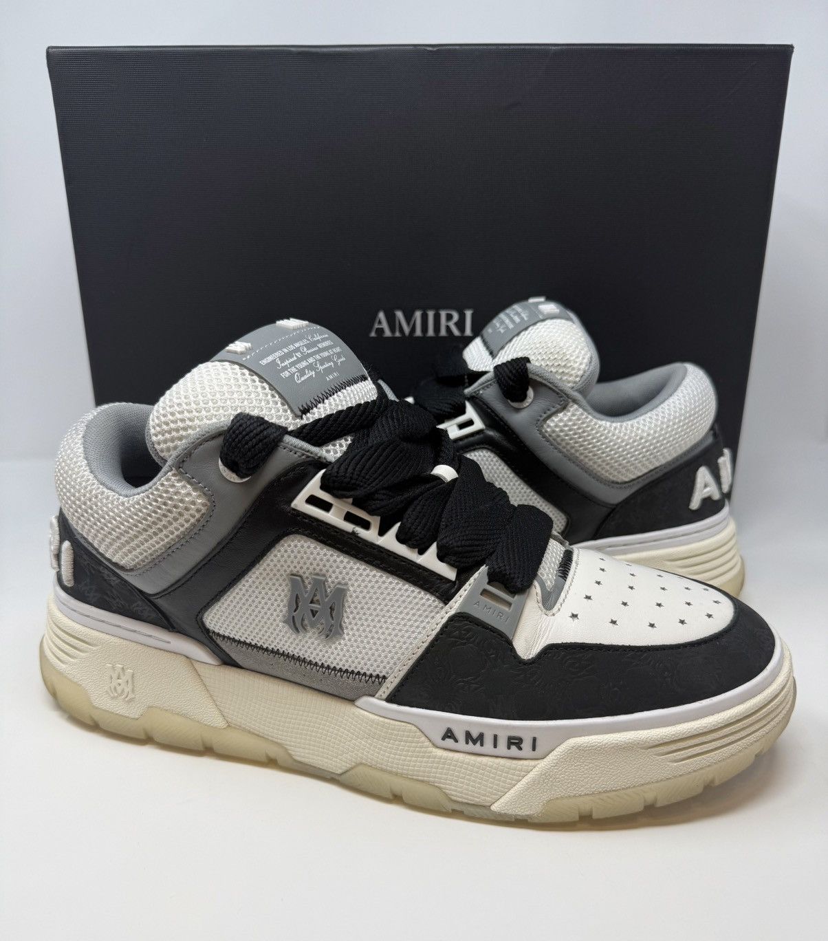 Amiri Amiri MA 1 Debossed Monogram Sneaker White Black Size US 12 / EU 45 - 1 Thumbnail